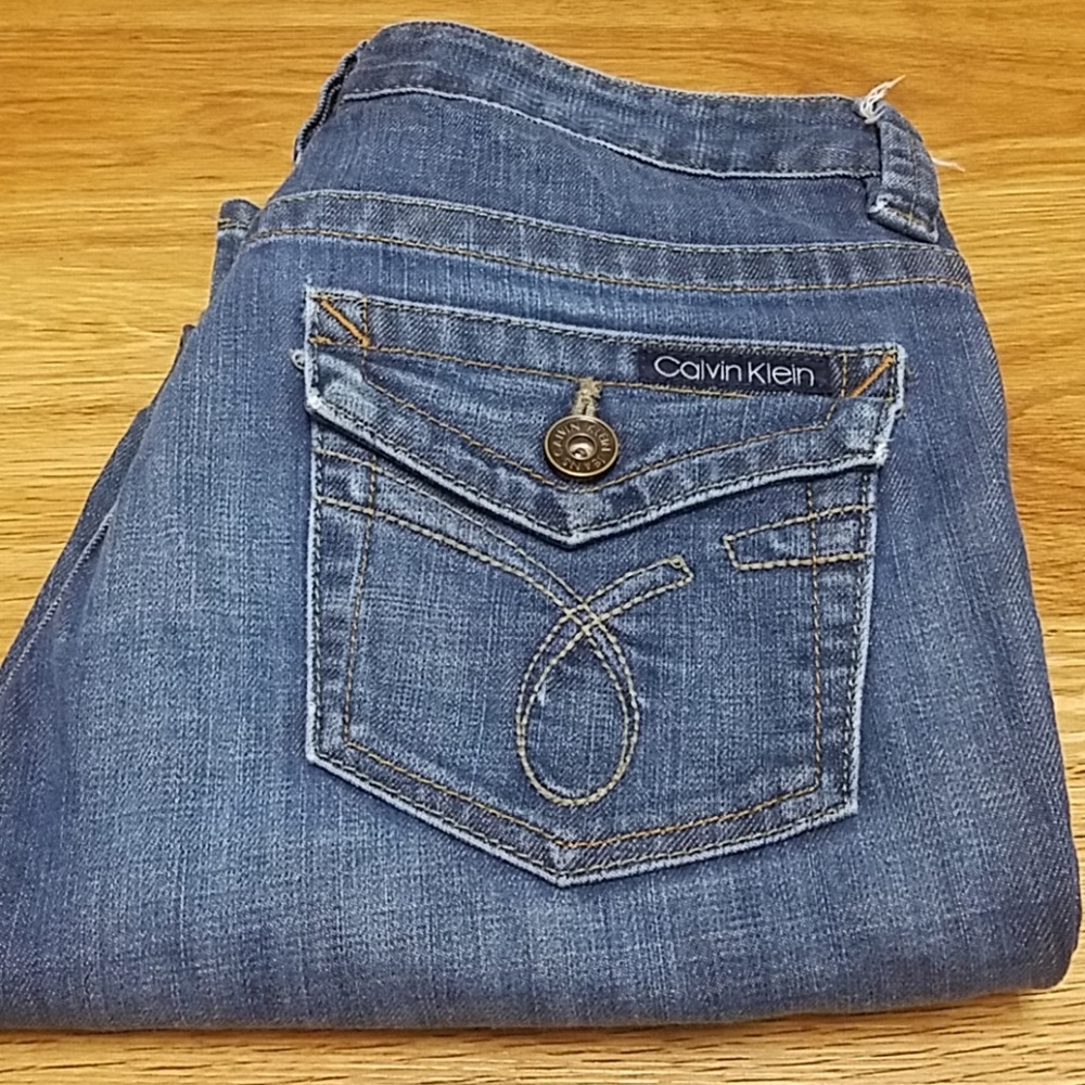 CALVIN KLEIN CK VINTAGE FADED BOOTCUT FADED BLUE JEANS 10x29 - Picture 2 of 8